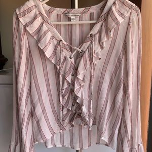 American Eagle Long Sleeve Stipe Blouse